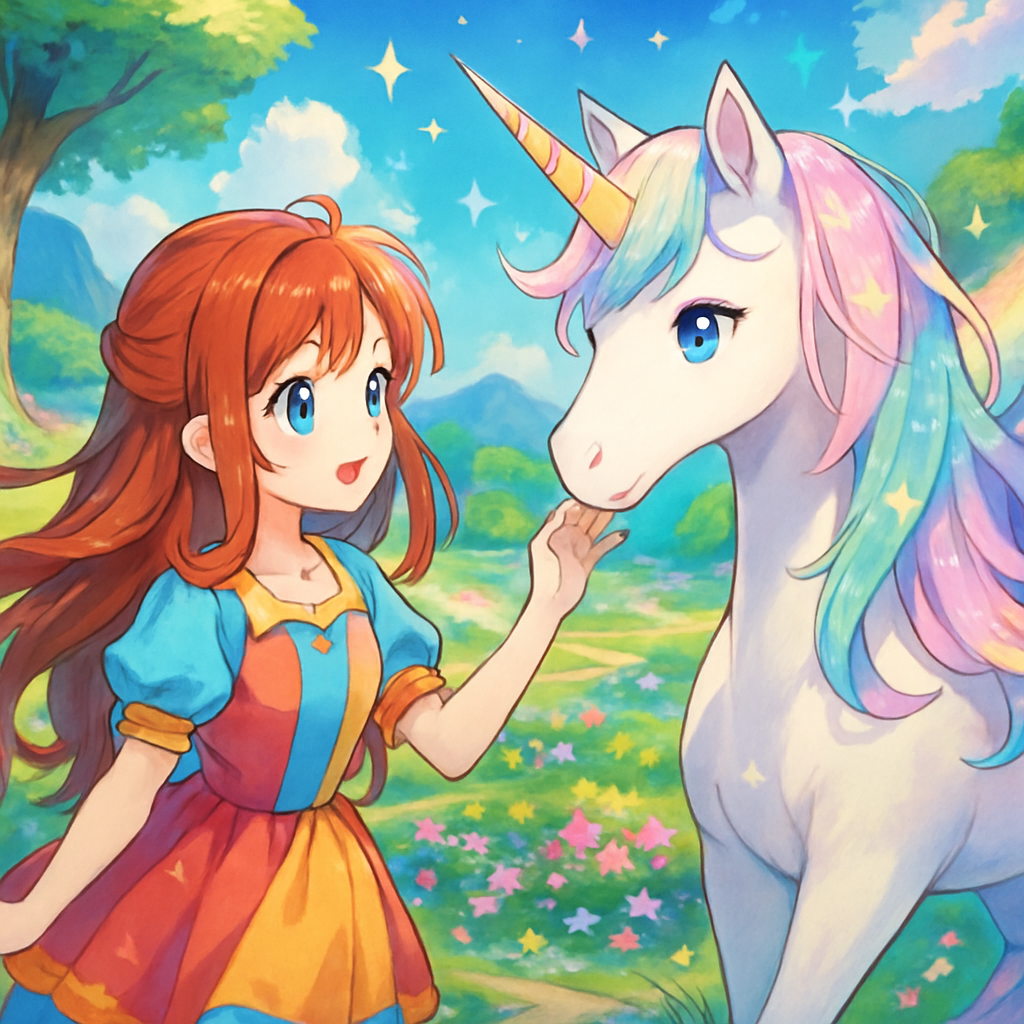 @Sephira meeting @Luna the unicorn in a magical land.