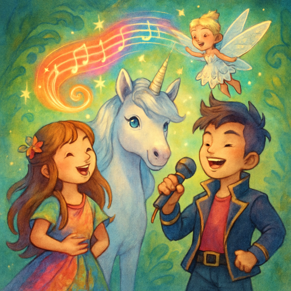 The group singing together as the Magical Melody appears.