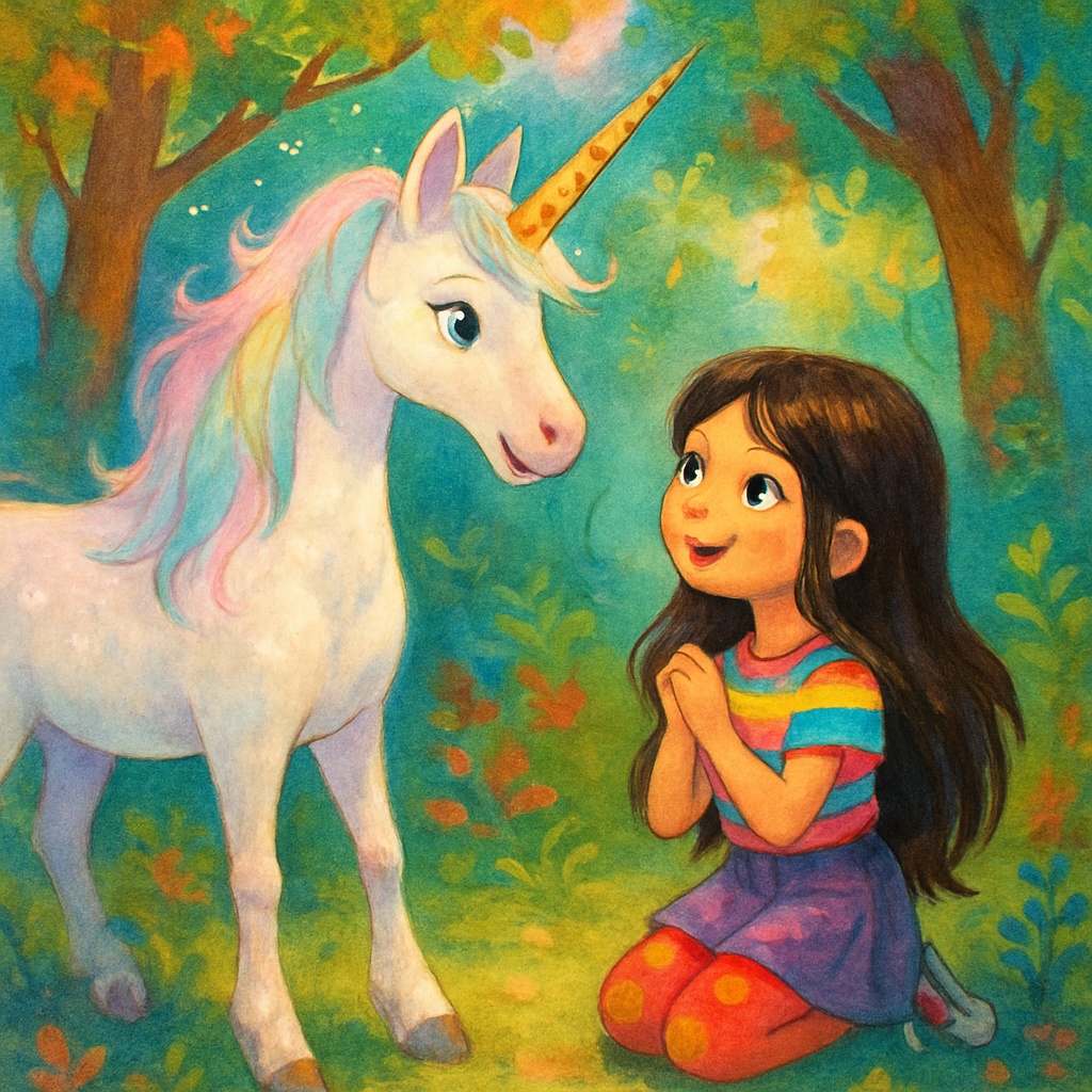 Luna the unicorn speaking to Sephira in the forest.