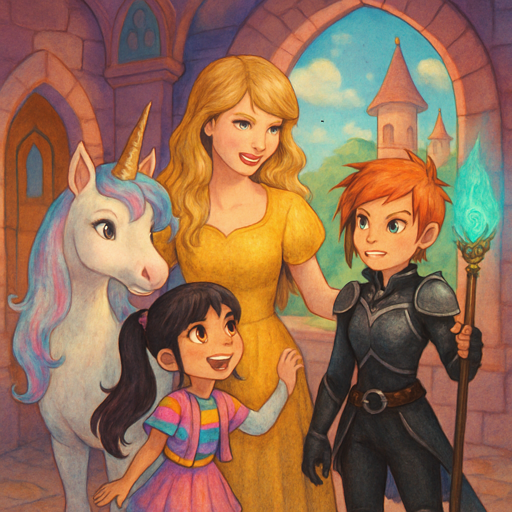 @Sephira, @Luna, and @Kara with Taylor Swift in the castle.