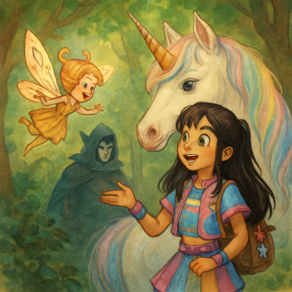 Melody the fairy fluttering around Sephira, explaining the quest.