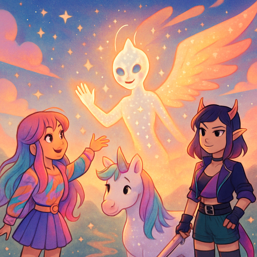 The Morning Star, a creature of stardust and light, greeting the adventurers.