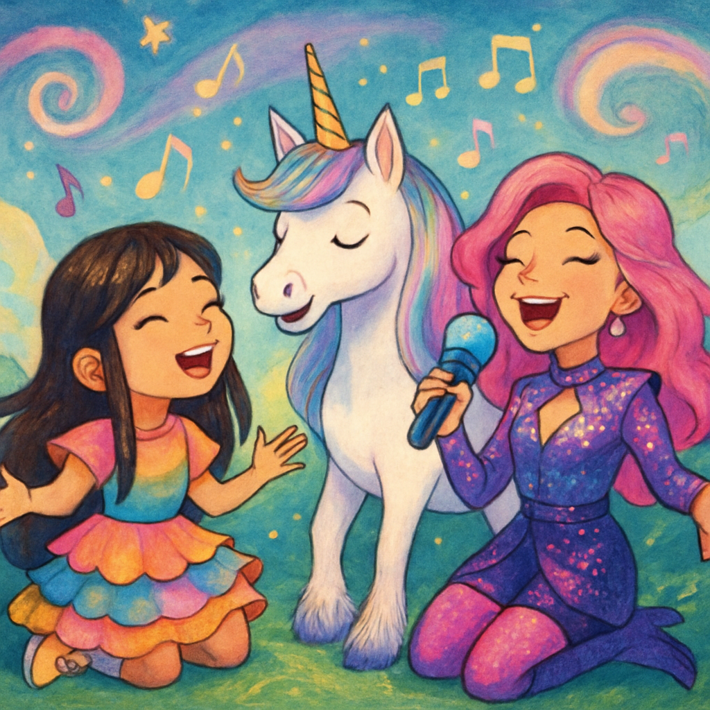 Sephira, Luna, and Melody singing together in harmony.