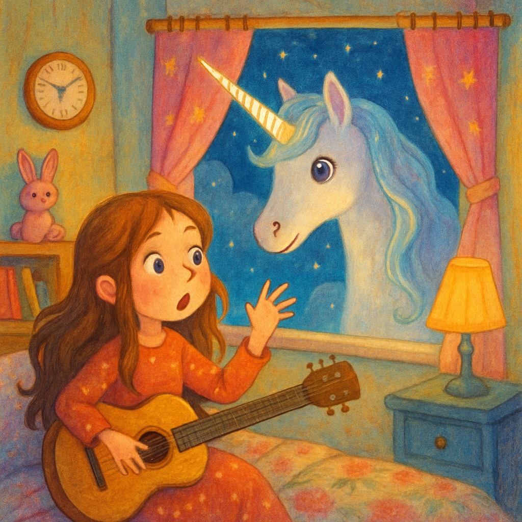 Sephira in her room, surprised by the appearance of @Luna the unicorn.