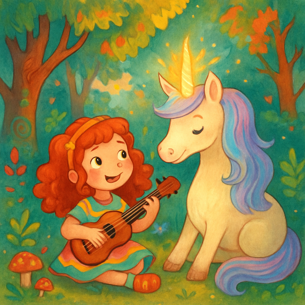 @Sephira with @Luna in a magical forest, Luna's horn glowing.