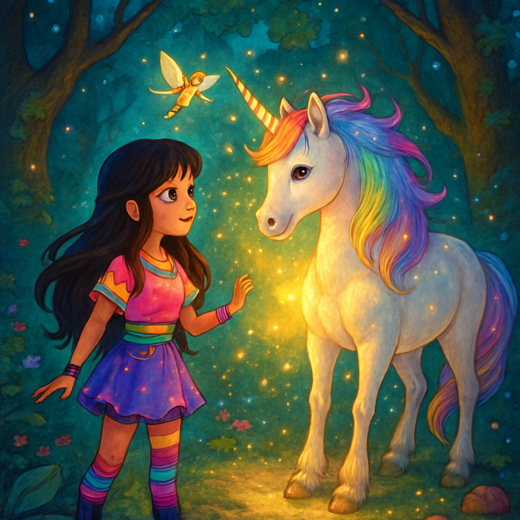 Sephira discovers @Luna in the enchanted forest, surrounded by magical light.