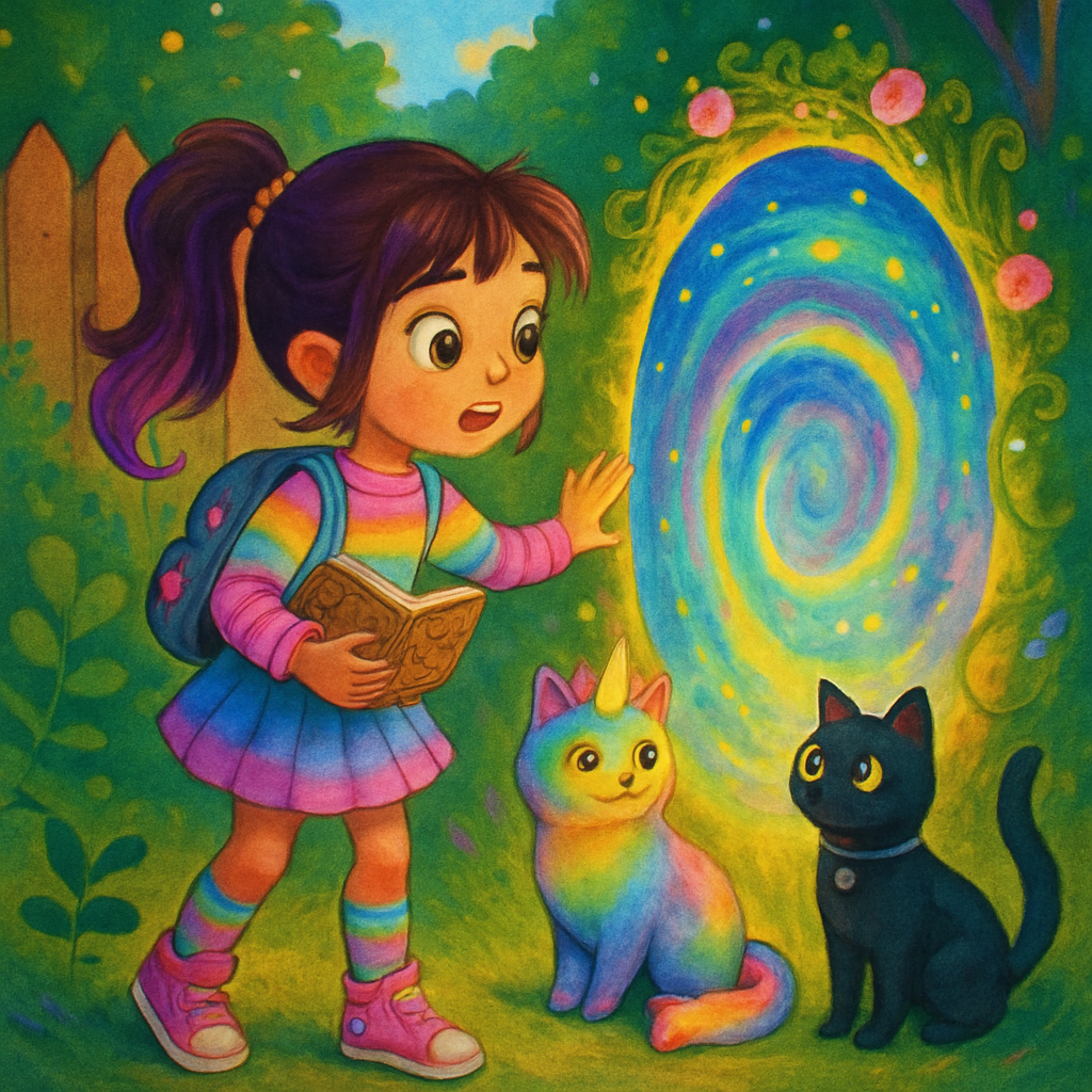 Sephira discovering a magical portal in her backyard.