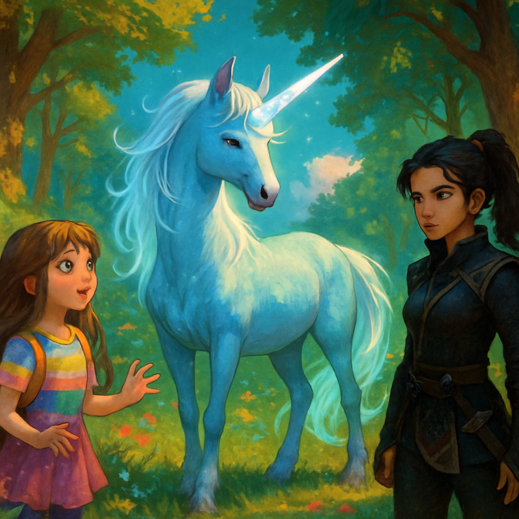 @Luna standing gracefully in the glade, her mane glowing softly.